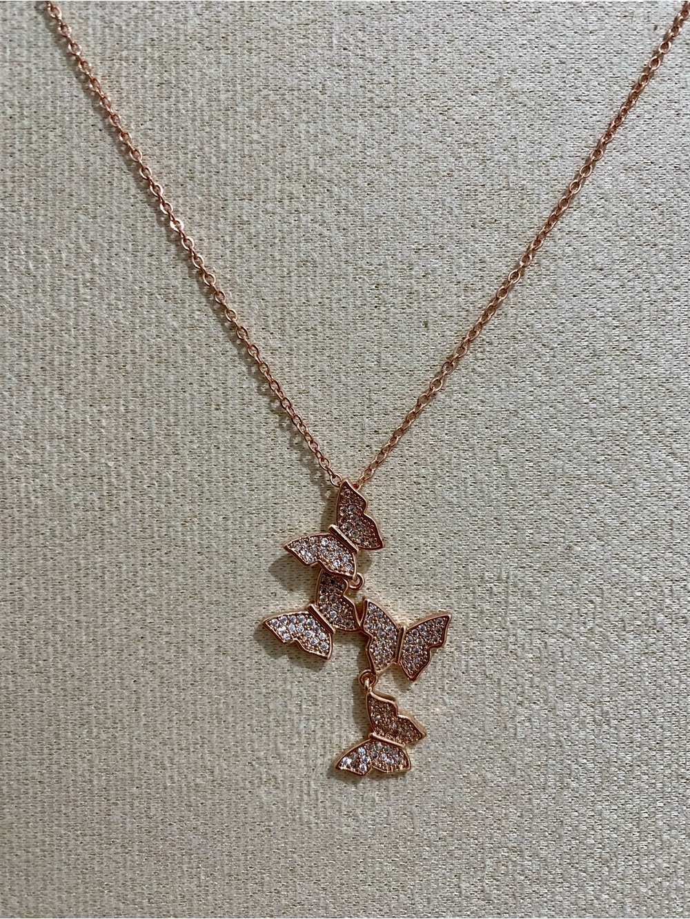Rose Gold Butterfly Pendant Necklace - Elegant Sparkle